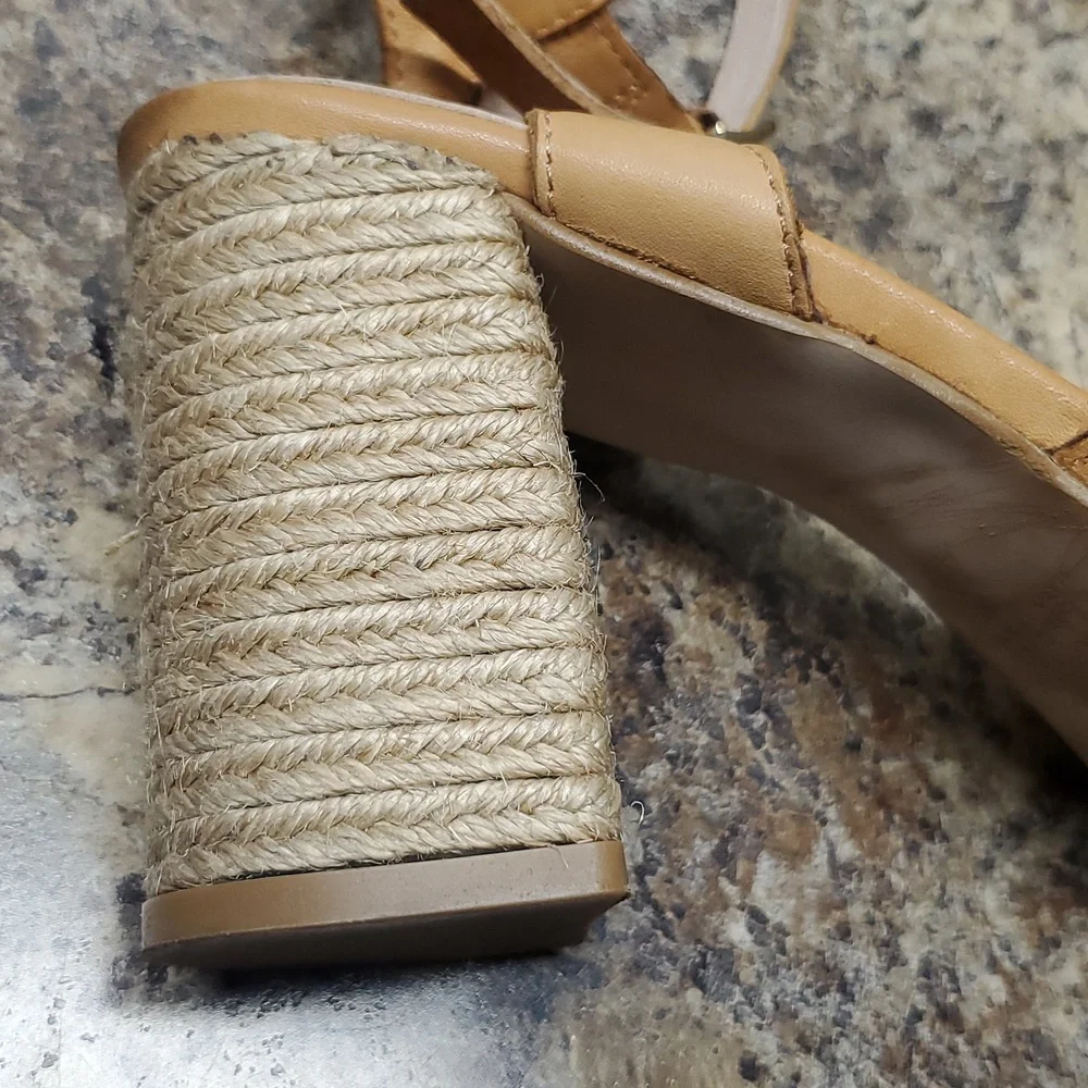 Marroqui Sanchez Leather Espedrille Heel Sandals Made In SPAIN  Size 9.5